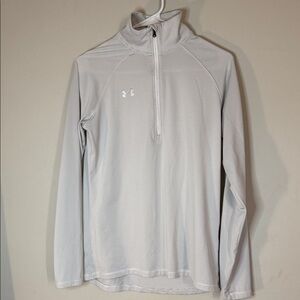 Under Armour HeatGear Quarter Zip Long Sleeve Top Loose Fit Gray Stripe - Size S